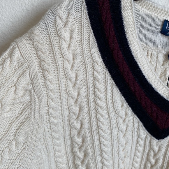 New!🍁Polo Ralph Lauren Cable Knit Alpaca Wool V-Neck Jumper Varsity Sweater XXL - Picture 10 of 15